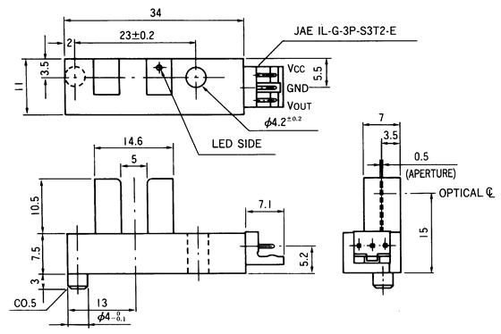 光電傳感器（光學(xué)傳感器）OJ-3705尺寸規(guī)格