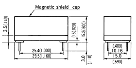 PCS系列電流傳感干簧繼電器（磁簧繼電器/舌簧繼電器）尺寸